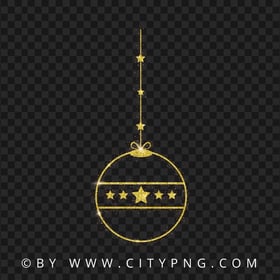 Gold Glitter Stars Ornament Ball PNG Image
