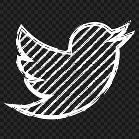 HD White Twitter Hand Sketch Logo PNG