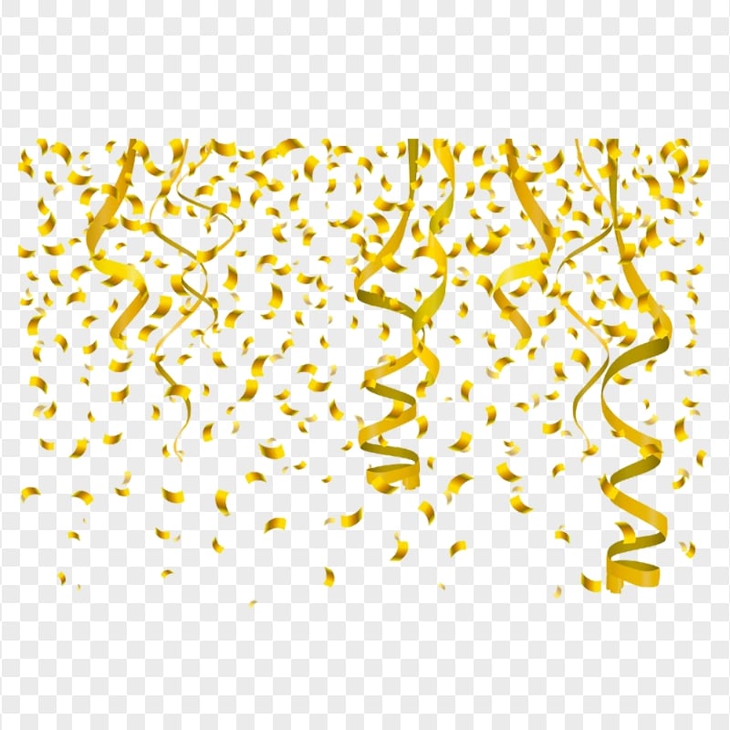 Gold Confetti Streamers Party Christmas Celebration Transparent Background