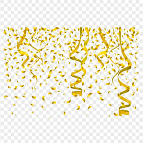 Gold Confetti Streamers Party Christmas Celebration Transparent Background