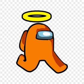 HD Orange Among Us Character Walking With Angel Halo Hat PNG