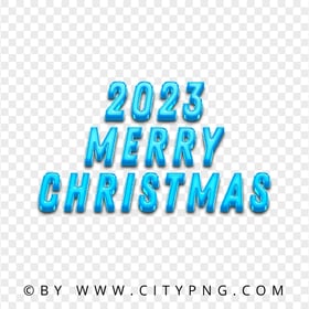 2023 Merry Christmas Blue Text HD PNG