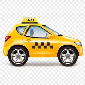 Illustration Cartoon Mini Yellow Taxi Cab Vehicle