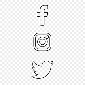 HD Facebook Instagram Twitter Vertical Black Outline Icons PNG