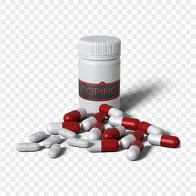 Doping Drugs Pills Bottle Spilling Capsules Oval