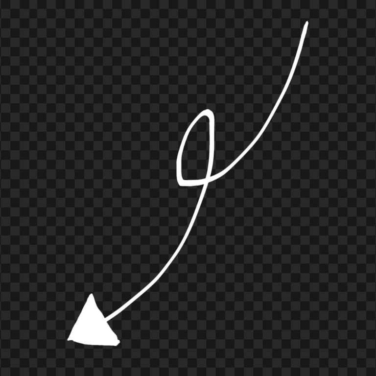 HD White Line Art Drawn Arrow Pointing Down Left PNG