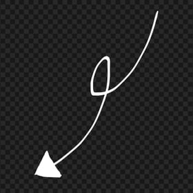 HD White Line Art Drawn Arrow Pointing Down Left PNG