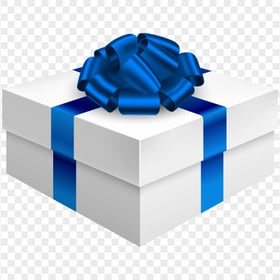 HD Blue & White Decorated Gift Box Blue Bow PNG