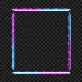 HD Blue & Purple Square Neon Frame PNG