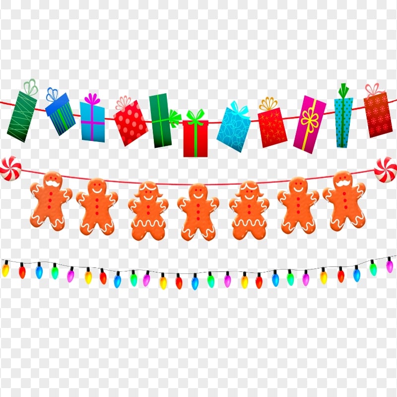 Cartoon Hanging Three Various Christmas Items PNG