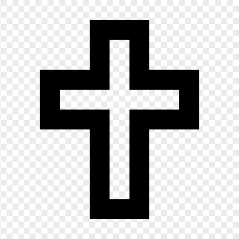 Black Simple Outline Christian Cross Symbol Icon