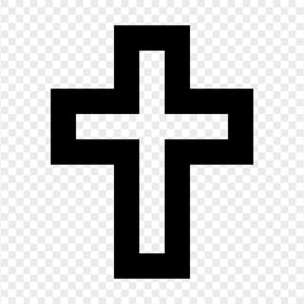 Black Simple Outline Christian Cross Symbol Icon