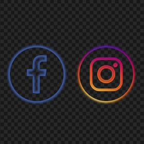HD Facebook Instagram Neon Glowing Logos Icons PNG