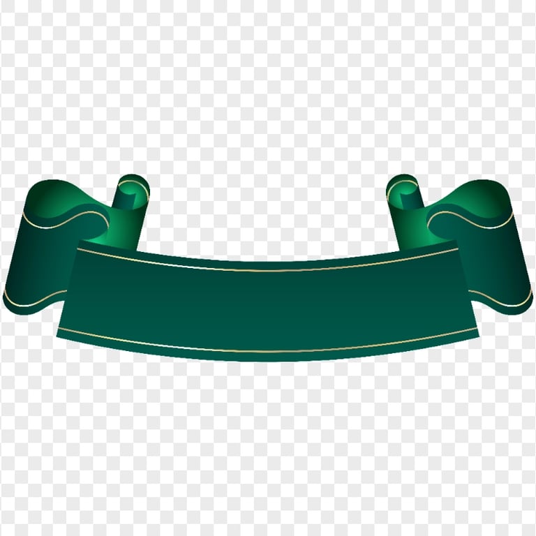 Green & Gold Graphic Banner Ribbon HD PNG