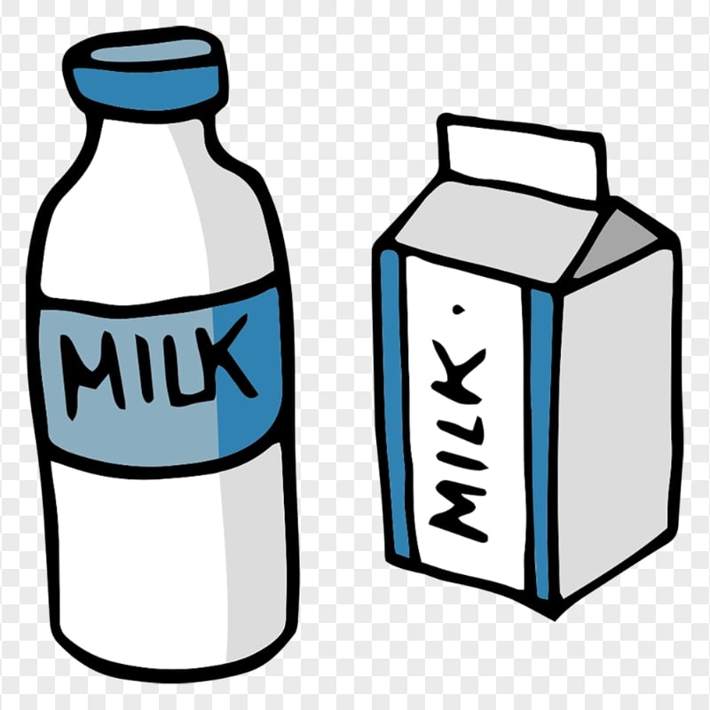 HD Bottle And Box Of Milk Cartoon Clipart PNG