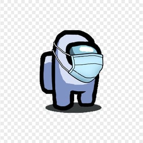 HD White Among Us Character With Surgical Mask PNG
