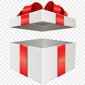 3D Red & White Open Gift Box HD PNG