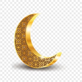 HD 3D Ramadan Gold Crescent Moon PNG