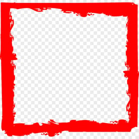 Red Brush Stroke Grunge Square Frame PNG