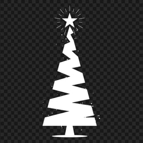 HD Flat White Vector Christmas Tree Icon Silhouette PNG