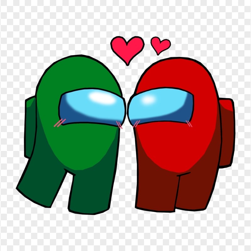 HD Among Us Green Love Red Characters Valentines Day PNG