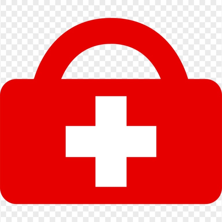 Red Emergency First Aid Bag White Cross Icon