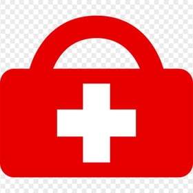 Red Emergency First Aid Bag White Cross Icon