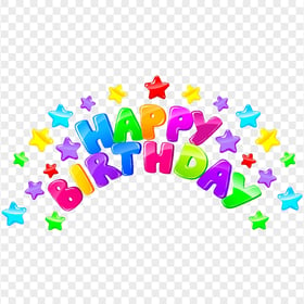HD Happy Birthday 3D Text With Stars PNG