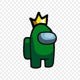 HD Green Among Us Crewmate Character With Crown Hat On Top PNG