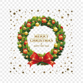 New Year Christmas Wreath With Gold Stars HD PNG