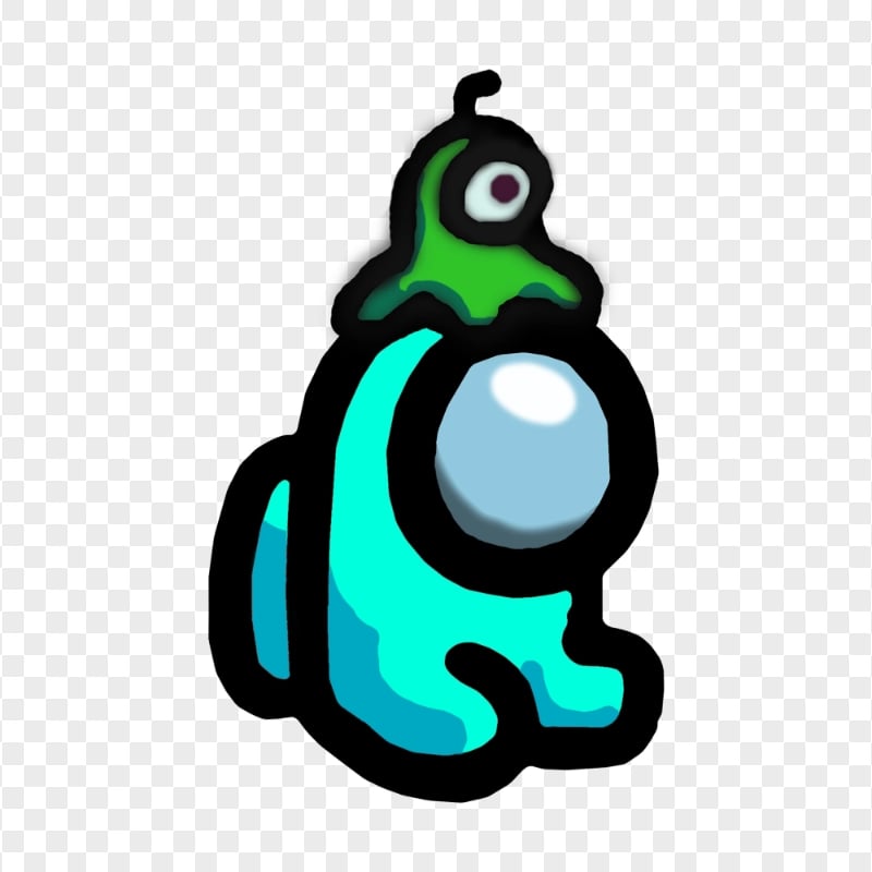 HD Cyan Among Us Mini Crewmate Baby Brain Slug Hat PNG