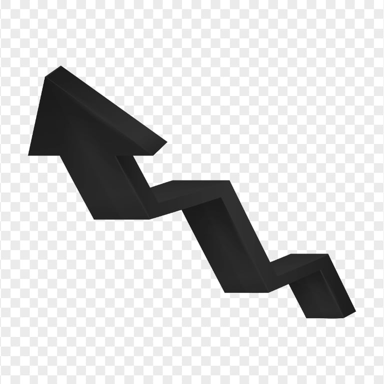 HD 3D Black Increase Arrow Up Left PNG