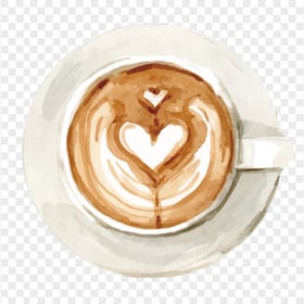 HD Watercolor Coffee Cup Heart Shaped PNG