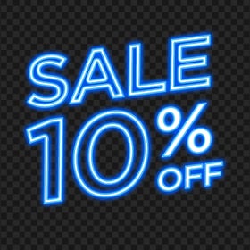 HD 10% Off Sale Blue Neon Sign Transparent PNG