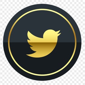 HD Round Luxury Twitter Gold & Black Icon PNG