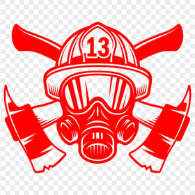 HD Red Fireman Firefighter Mask With Axe Logo PNG