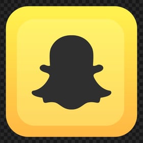 HD Snapchat Yellow Square Shape Black Ghost Icon PNG Image