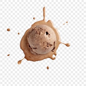 Melted Coffee Ice Cream Ball Scoop Top View HD PNG