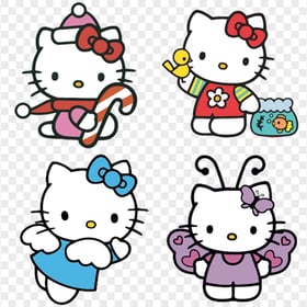 Set of Cute Hello Kitty Character Transparent PNG