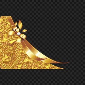 HD Luxury Golden Bow Ribbon Corner PNG