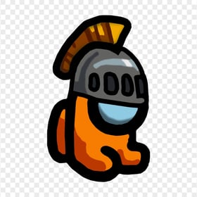 HD Orange Among Us Mini Crewmate Character Baby Knight Helmet PNG