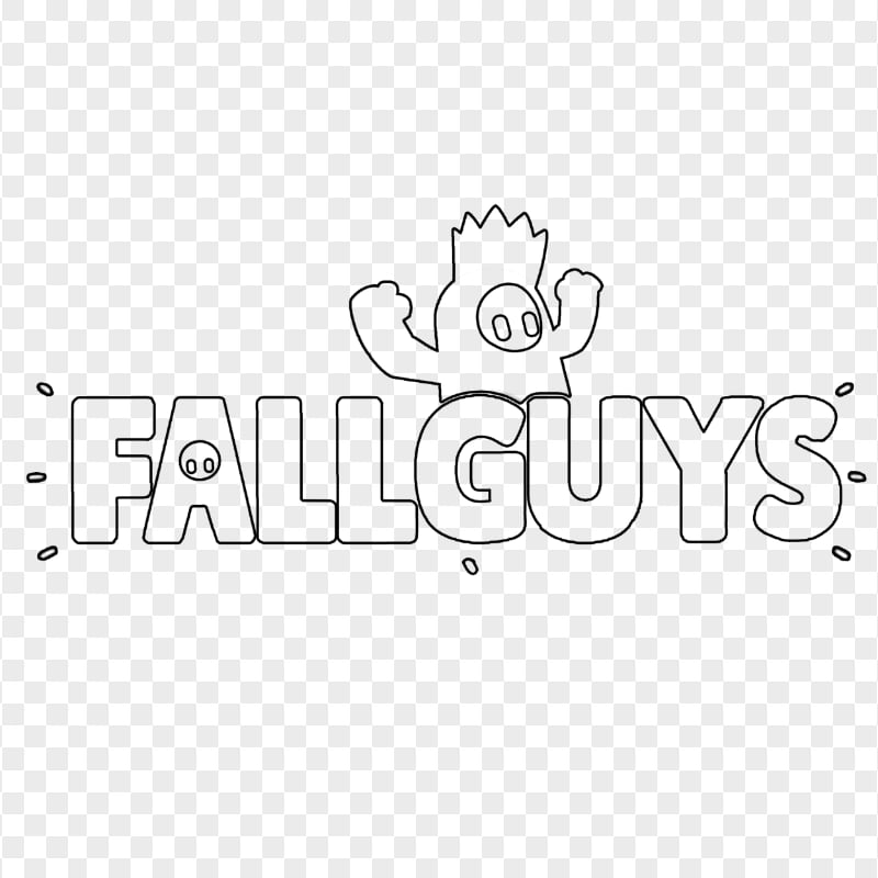 HD Fall Guys Black Outline Logo With Character PNG | Citypng