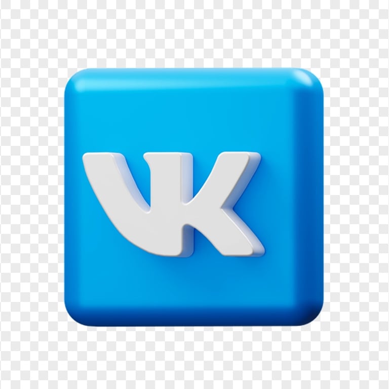 VK 3D Blue Square Icon PNG
