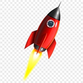 HD Red Realistic Flying Rocket PNG