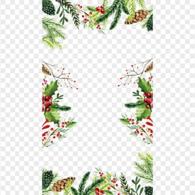 PNG Watercolor Christmas Plants Frame