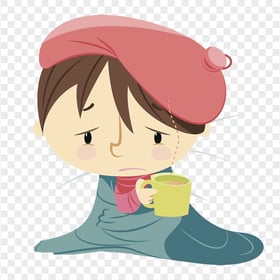 Cartoon Sick Little Girl Fever Illustratio Clipart