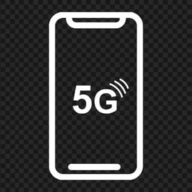 5G Smartphone White Icon PNG