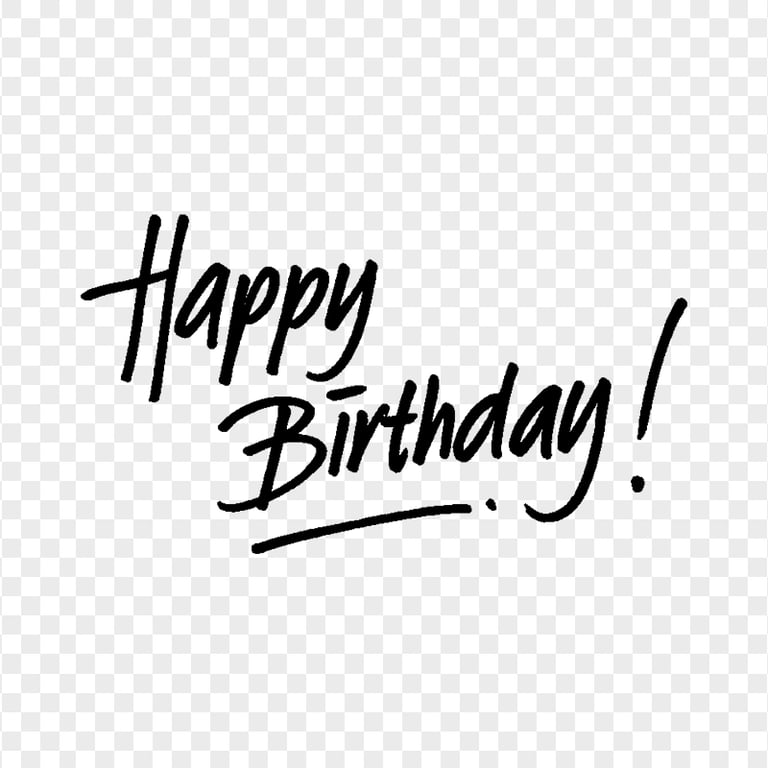 HD Black Happy Birthday Lettering Calligraphy PNG