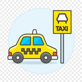 Cartoon Vector Taxi Cab Station Icon PNG