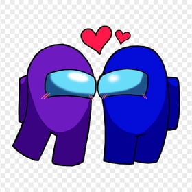 HD Among Us Purple Love Blue Characters Valentines Day PNG